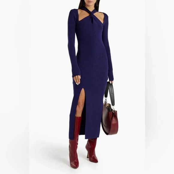 open lace back dress Lavender Rib-Knit Maxi-Dress main image 0